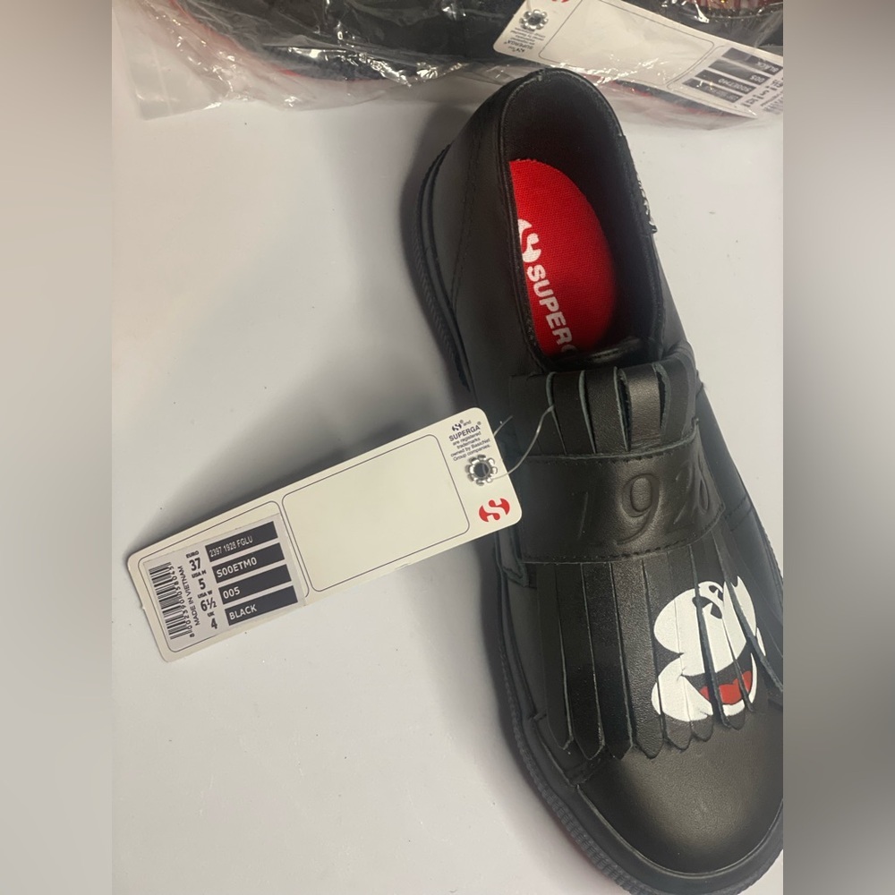 BNWT Superga‎ Disney Collab Mickey Mouse Black kids 3.5, women’s 5